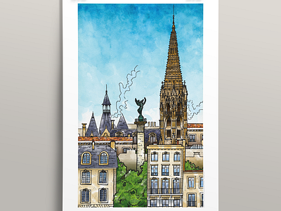 Bordeaux (40x60cm) france illustration poster