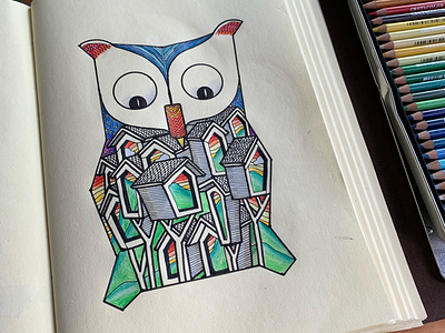 The owl hand drawn owl sketchbook
