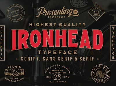 Ironhead Font Collection badges branding custom lettering illustration label design lettering lettering artist packaging design type design typography