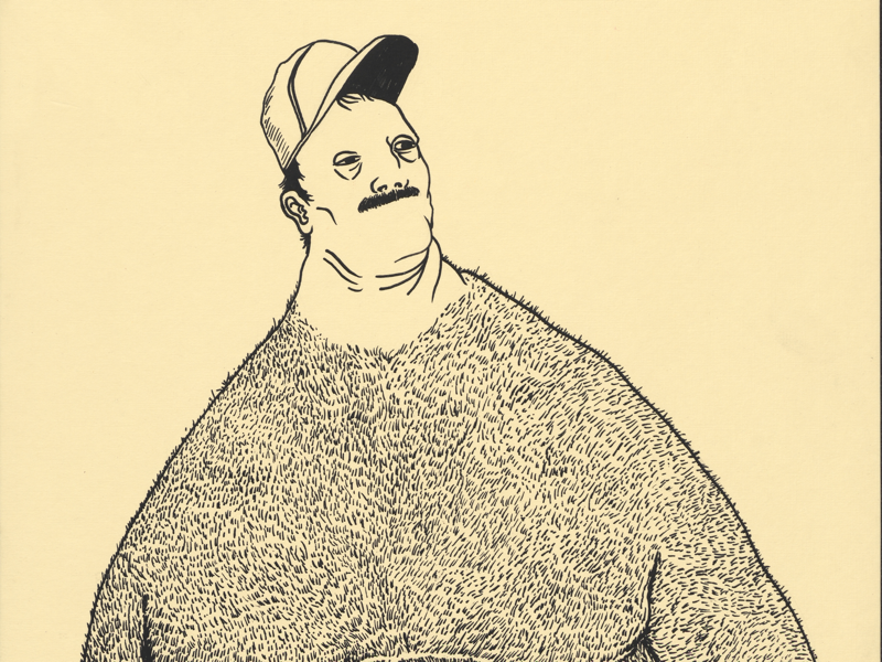 Fat dude stache handdrawn character donorbrain hairy drawing caricature cartoon illustration fat