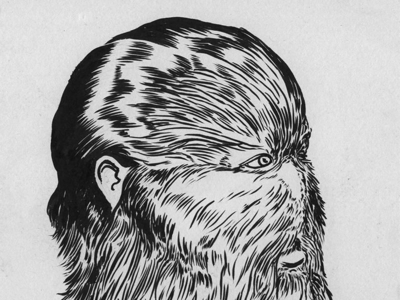 The Wolfman inktober illustration hair blackandwhitedrawing misfit drawing brushpen hairy wolfman