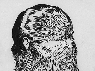The Wolfman blackandwhitedrawing brushpen drawing hair hairy illustration inktober misfit wolfman