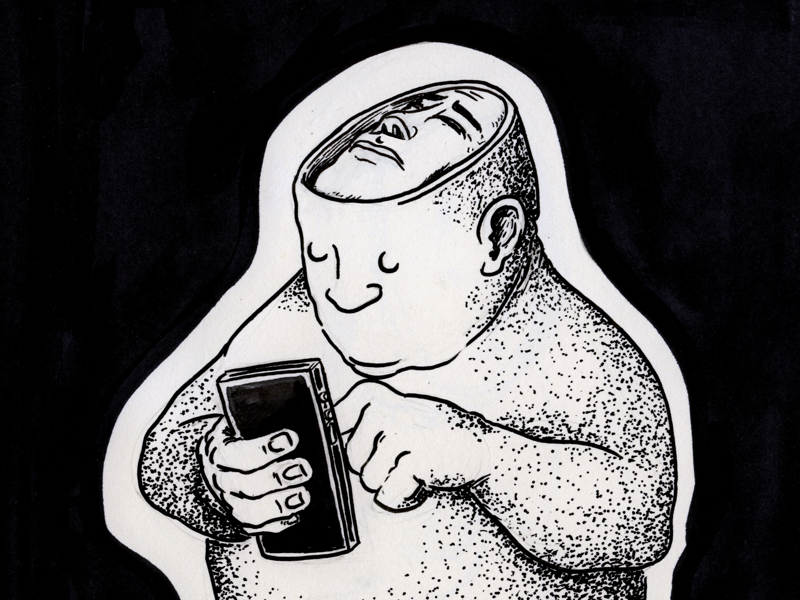 Mindless utrecht donorbrain illustration smartphone zombie mindless inktober drawing