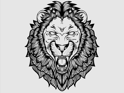 Vector Roaring Lion isolated on white background art draw drawing ink drawingart engraving flat icon illustration art inking tshirt art