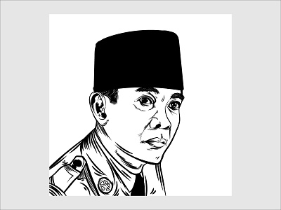 Vector Line Art Soekarno Hatta Indonesian first president
