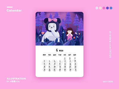 May：Hide and seek 2020 calendar child childrens illustration design forest girl happy illustration