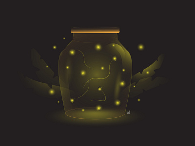 Firefly in glass jar 2d adobe background design firefly flat graphic illustration illustrator light night vector youtube