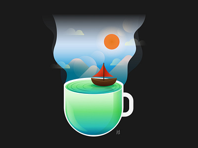 The lake in the coffee cup.