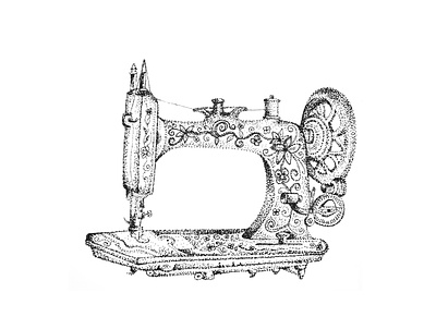 Vintage Singer Sewing Machine - Dotwork antique black and white dots dotwork dotworker drawing hand drawn illustration illustration art illustrator inking pen and ink pen drawing pointillism sewing sewing machine singer stipple stippling vintage