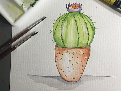 Cactus Watercolor Illustration bloom botanical botanical illustration cacti cactus children book illustration desert design illustration illustration art illustration artist illustrator painting plant stationery design succulent watercolor watercolor art watercolor illustration watercolour