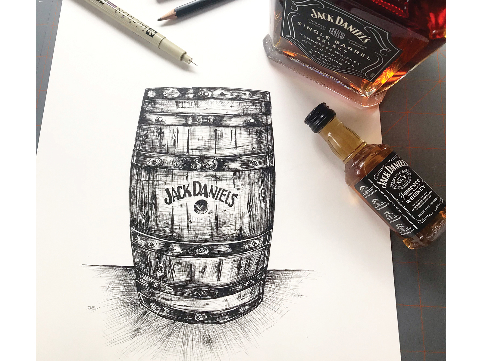 Jack Daniels Whiskey Barrel Illustration by Jen Borror Hoot Design