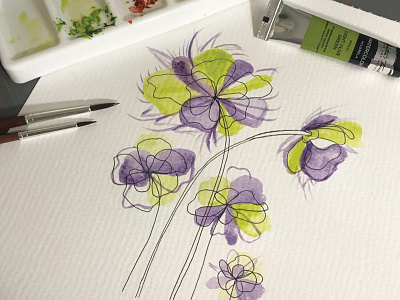 Watercolor Pansies Flowers botanical botanical illustration design feminine flower illustration flowers flowers illustration green illustration illustrator lineart purple soft spring watercolor watercolor art watercolor illustration watercolor painting watercolors watercolour