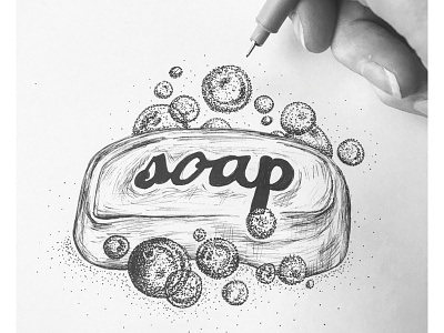 Soap - wash hands bubbles clean clean design cleaning design drawing hand drawn ink ink drawing pandemic pen and ink sketching soap soapy social distancing stay home stay safe wash wash your hands washing