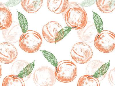 Peach Pattern - keep it juicy! background branding design fruit georgia hand drawn illustration illustrator juicy muted colors pattern pattern design peach peaches peachy smoothie tasty texture wallpaper yum