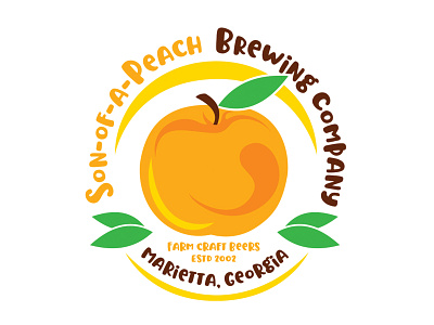 Peach logo brand branding brewery brewery logo brewing company corporate identity craft beer farm fresh farm logo fruit fruit logo georgia graphic design illustrator juicy logo logo design logos logotype peach