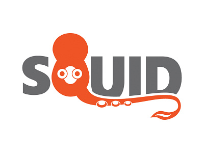 Squid logo design adobe adobe illustrator brand brand identity branding cute grey illustration art illustrator logo logo design logo designer logo mark logodesign optopus orange squid squish tentacle vector