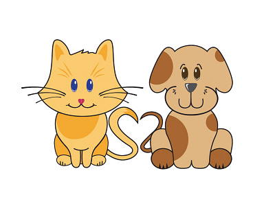 Cat dog vet clinic logo cartoon cat clinic cute dog heart illustration illustrator kittens logo design logos logotype love mascott playful puppy vector vet veterinarian veterinary