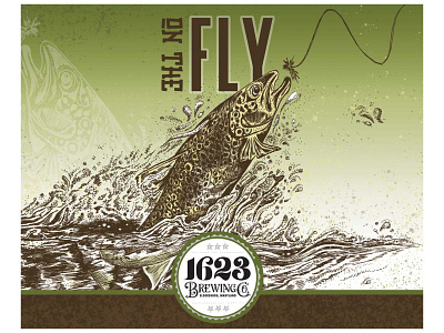 Label Design brown ale craft beer fish flat design fly fishing illustrator label design label packaging nature outdoor package design print trout wildlife art