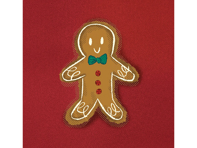 Gingerbread Man Cookie Illustraton christmas christmas card cookie cute art designer digital art digital illustration digital painting fabric gingerbread gingerbread man happy holidays holiday illustration art illustrator procreate stationery design surface design texture winter