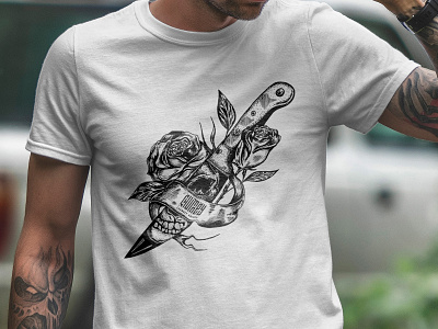 Wicked T-shirt Design skull and knife illustration apparel badass black ink blackwork dark art designs dope fashon illustration ink inktober knife pen art skull tattoo tattoo design tshirt art tshirt design tshirtdesign wicked