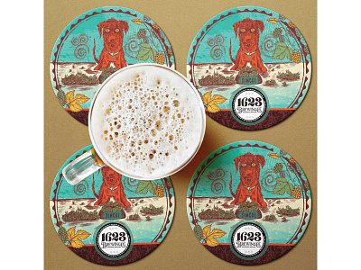 Beer coaster design beer beer art beer mat branding brewery coaster coaster design craft beer design dog illustration illustration art mockup