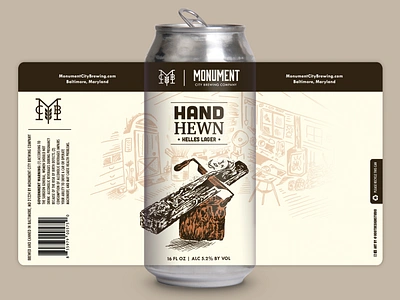 Craft Beer Label Design 16 oz can beer beer art beer label beer packaging bier branding can label cerveza craft beer craftsmanship drawing hand hewn illustration label label design packaging packaging design pen and ink wood shop