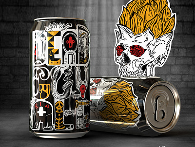 Dead Guy Ale Rogue Beer Can Design beer branding craft beer custom lettering dark art death head hop illustration label label design lettering packaging pen and ink risky rogue skull tattoo type typography