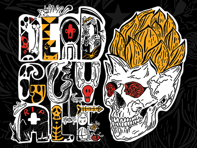 Hand Lettering Skull Illustration beer creepy dark art dead death drawing font hand drawn hand lettering horror illustration illustrator lettering pen and ink scary skull spooky tattoo type typography