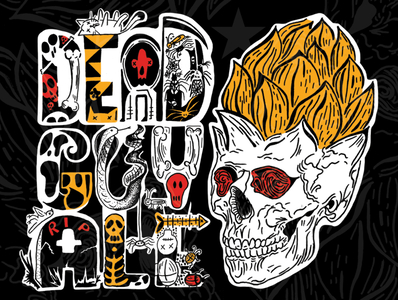 Hand Lettering Skull Illustration beer creepy dark art dead death drawing font hand drawn hand lettering horror illustration illustrator lettering pen and ink scary skull spooky tattoo type typography