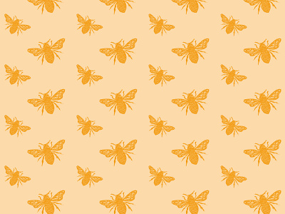 Honey Bee Pattern bee branding design drawing fabric fabric design hand drawn honey honeybee illustration illustration art illustrator lino nature pattern repeat pattern spring surface pattern textile design yellow