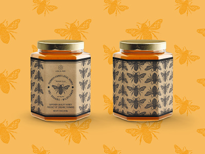Honey Jar Packaging and Label Design bee brand branding design drawing honey honey jar honeybee illustration art illustrator jar label label label design natural organic packaging packaging design pattern pen and ink product packaging