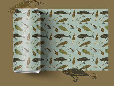 Beer can design with fishing repeat pattern adventure beer branding brewery can can design craft beer design drink fishing fishing lures fly fishing illustration illustrator label label design packaging packaging design pattern repeat pattern
