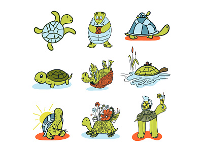 Turtle Illustrations animal art cartoon character clipart collection cute drawing illustration illustration art illustrator reptile simple style tortoise turtle vector