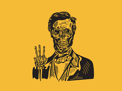 Abe Lincoln Skeleton Illustration for Craft Beer Label