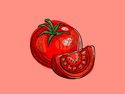 Tomato Illustration adobe campbells cookbook cooking digital drawing etching food packaging garden hand drawn healthy illustration illustrator lino organic pen and ink soup tomato vegetable wood block