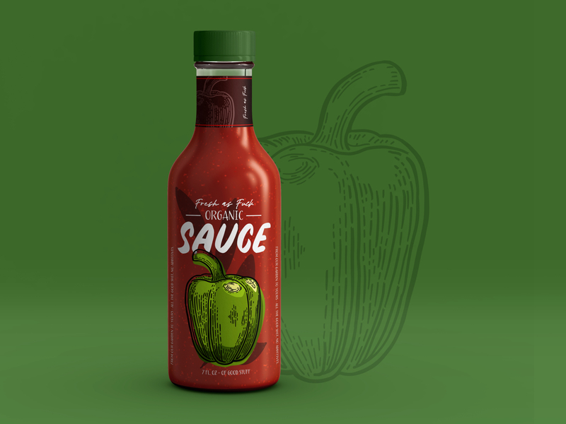 Hot Sauce Label - packaging with hand drawn illustration bottle brand branding branding design design graphic design hand drawn healthy hot sauce illustration illustration art illustrator label label design organic packaging packaging design pepper sauce visual identity