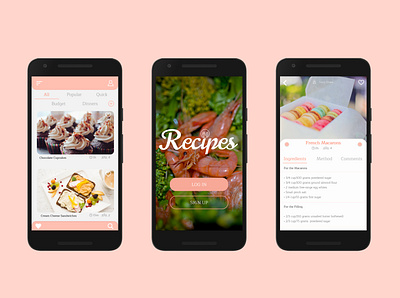 Cooking app Recipes android app cooking cooking app design design system food mobile mobile ui mobile uiux recipe app recipes tasty ui yummy