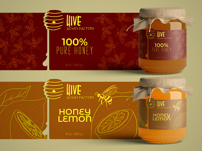 Hive Honey Jars Package Design brand design brand identity branding design hand drawn illustration jar mockup mockup