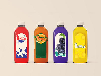 "Bottled" Product Samples bottle design bottle label bottle mockup brand design branding design fruit logo mockup package design soda