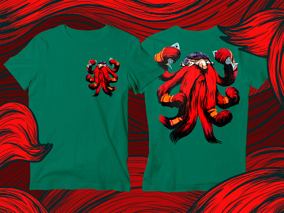 T-shirt Design: Dwarf with two Fish art brand identity design drawing illustration mockup t shirt design