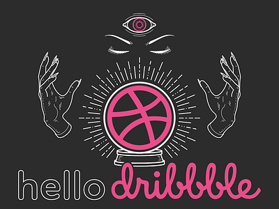 hello dribbble crystal ball dribbble hello hellodribbble illustration linework occult spooky vector witchcraft