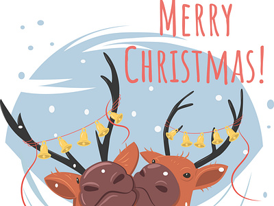 Christmas design with cute Deers