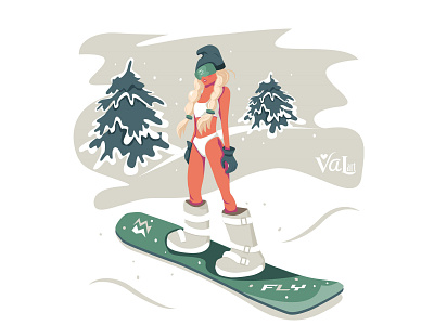 Snowboarder girl in bikini adobeillustrator bikinigirl card character christmas design fasionillustration graphic design holiday illustration leasure snowboarder snowboardergirl sport vector weekend winter wintersport