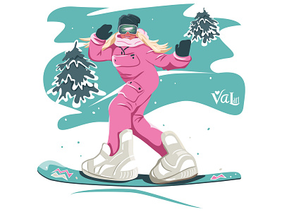 Snowboarder girl in pink