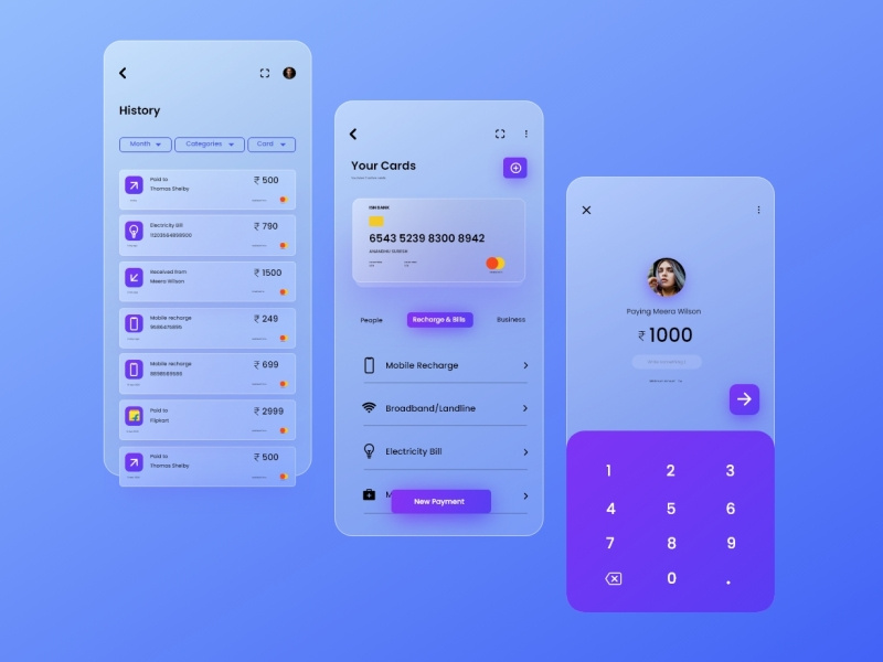 payment app X glassmorphism by Anandhu suresh on Dribbble