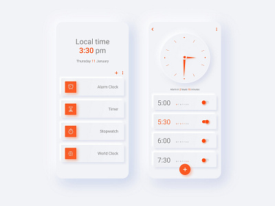Alarm clock app app design flat illustration minimal ui ux vector web website