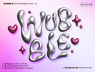 Wubble SVG Font & Letterset color colour typeface