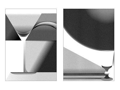 Fluids: Martini glass & Absynth Glass abstract absynth adobephotoshop art bitmap blackandwhite dither fluids glass glassware illustration martini