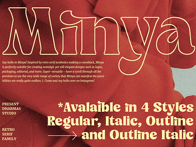 Minya - Retro Font (Outline Version) 60s font 70s font 80s font branding design display elegant font fonts logo logotype luxury magazine modern outline poster retro serif typography ui