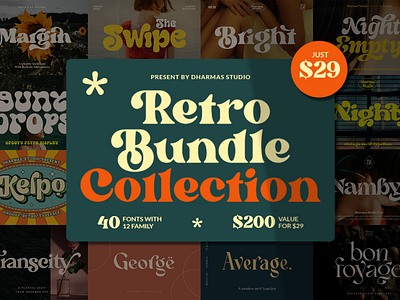 The Retro Font Bundle - 90% OFF